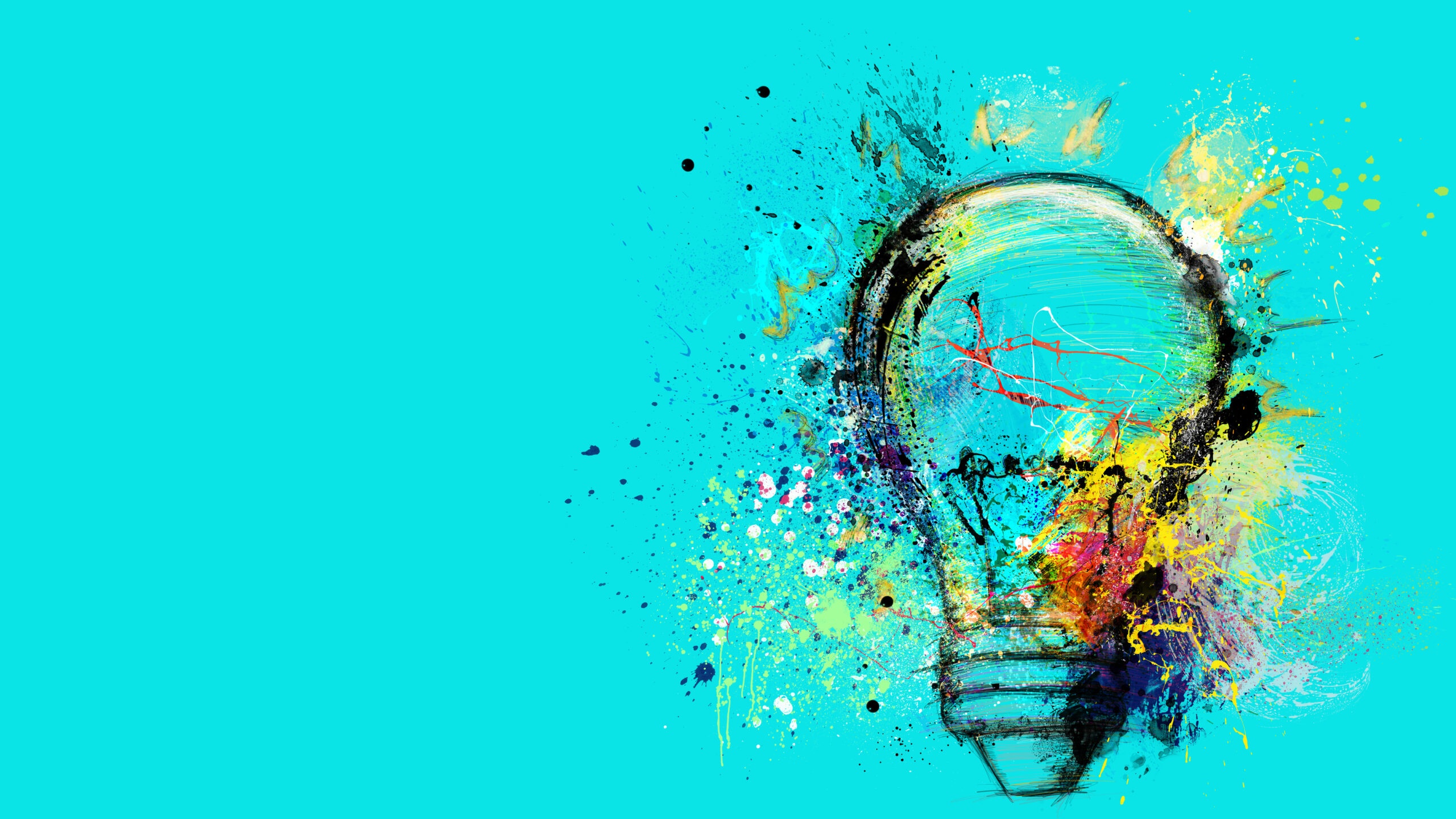 lightbulb full of colors in a blue background, image of new podcast episode of Harvesting Happiness Talk Radio about the creative mind with Eric Maisel & R. Douglas Fields